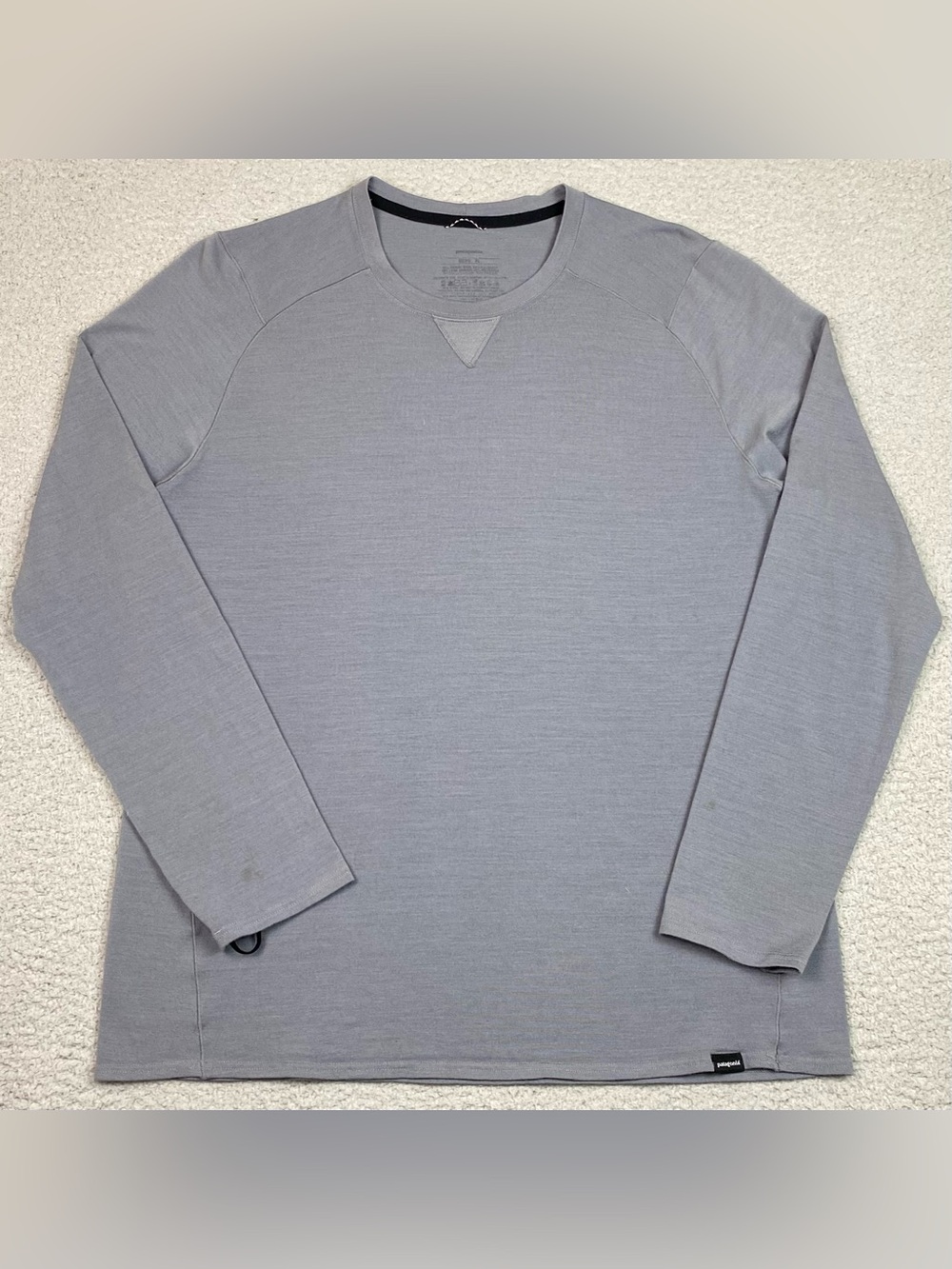 Patagonia Merino Wool Shirt Men's Size XL Gray Long Sleeve Base Layer Crewneck *